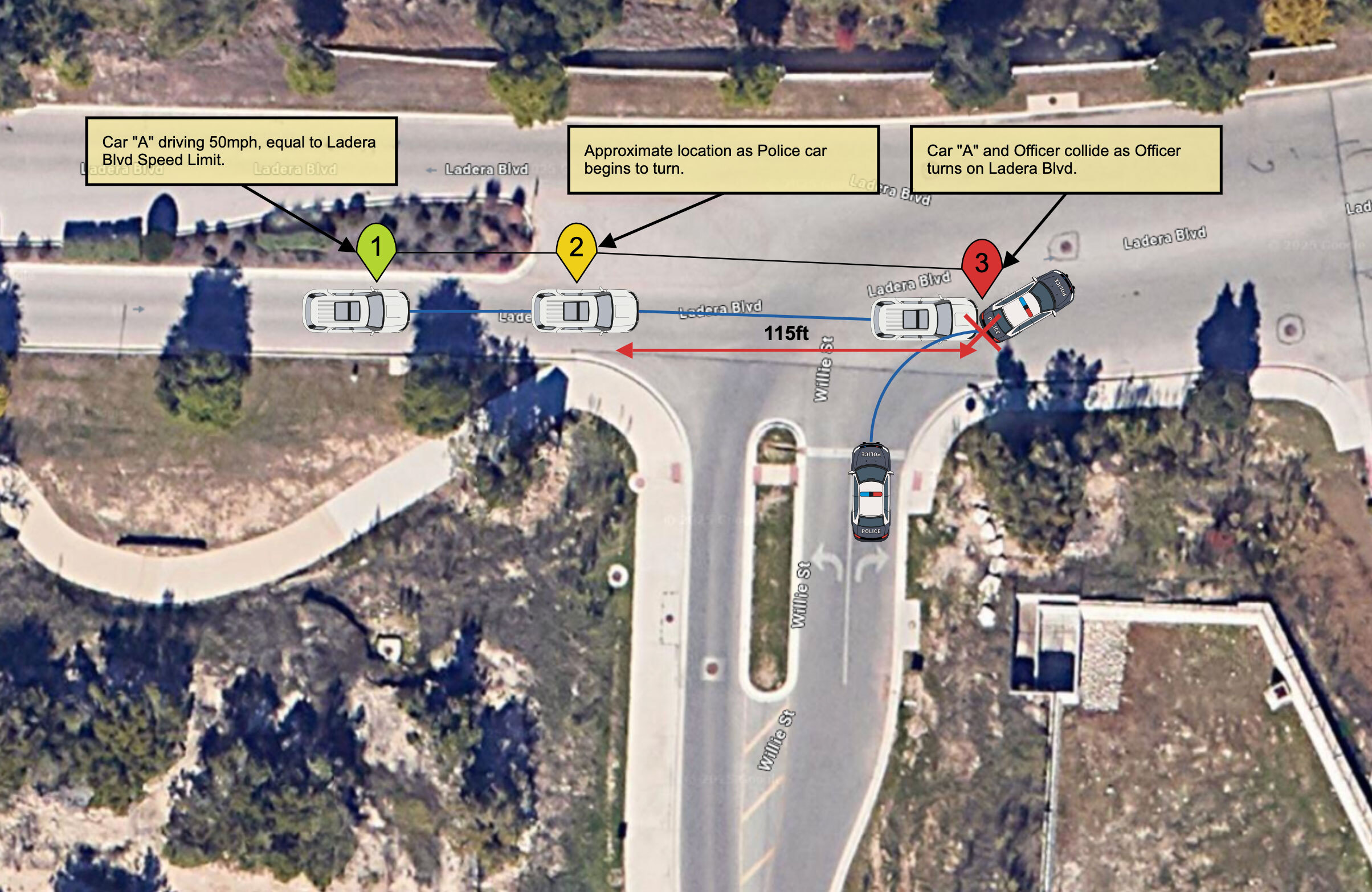 Google map image accident reconstruction