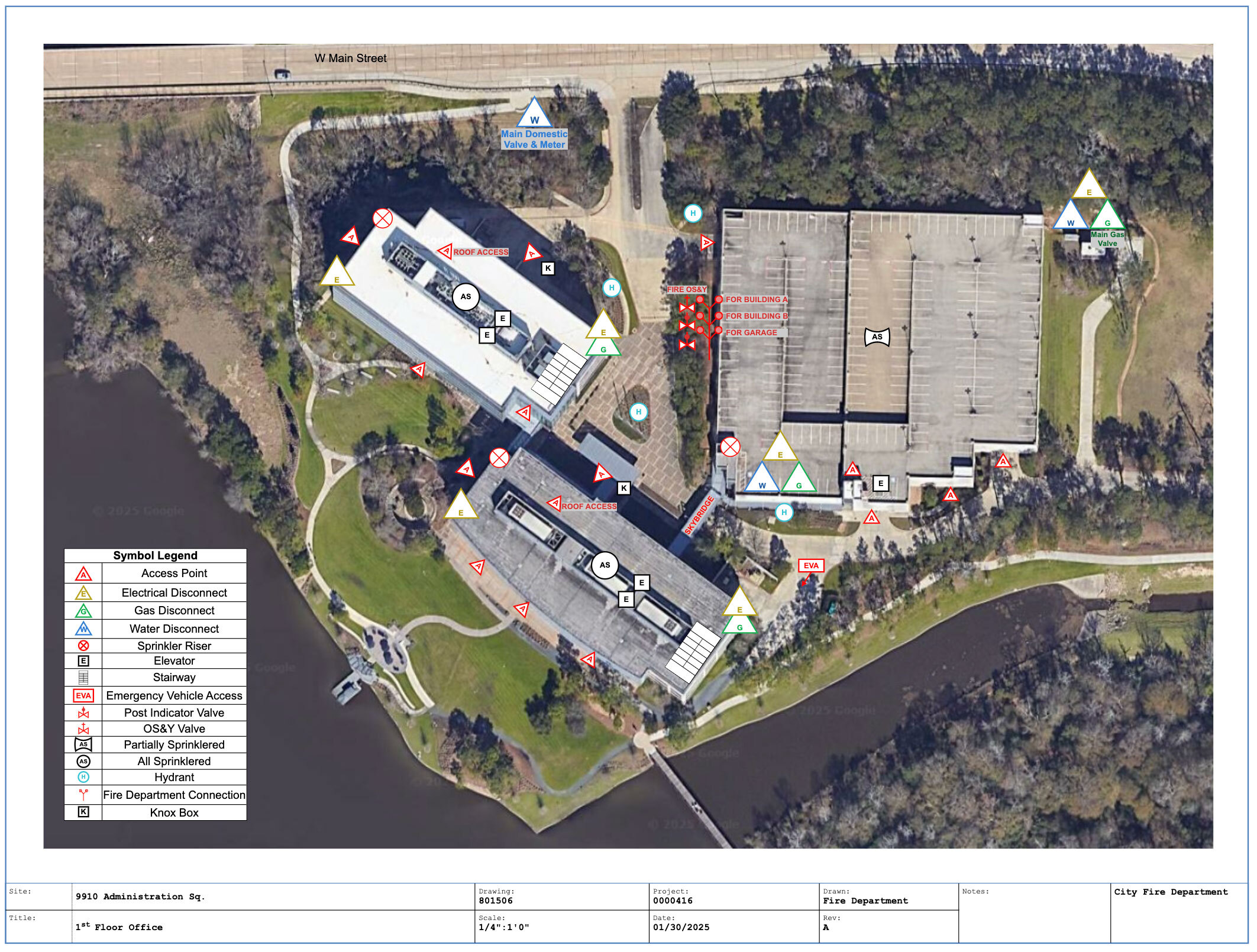Fire pre-plan satellite view