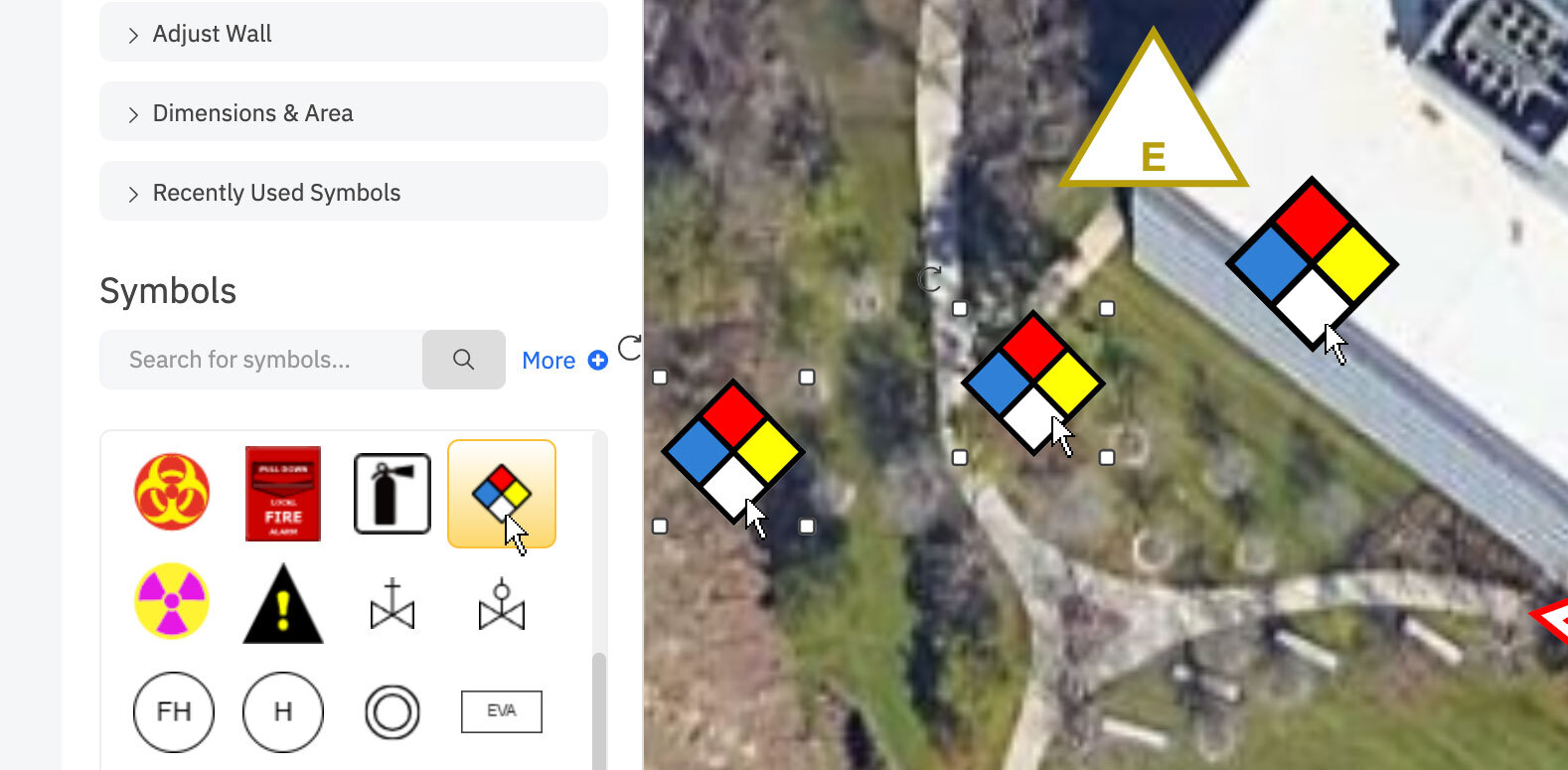 Drag and drop dymbols into work area