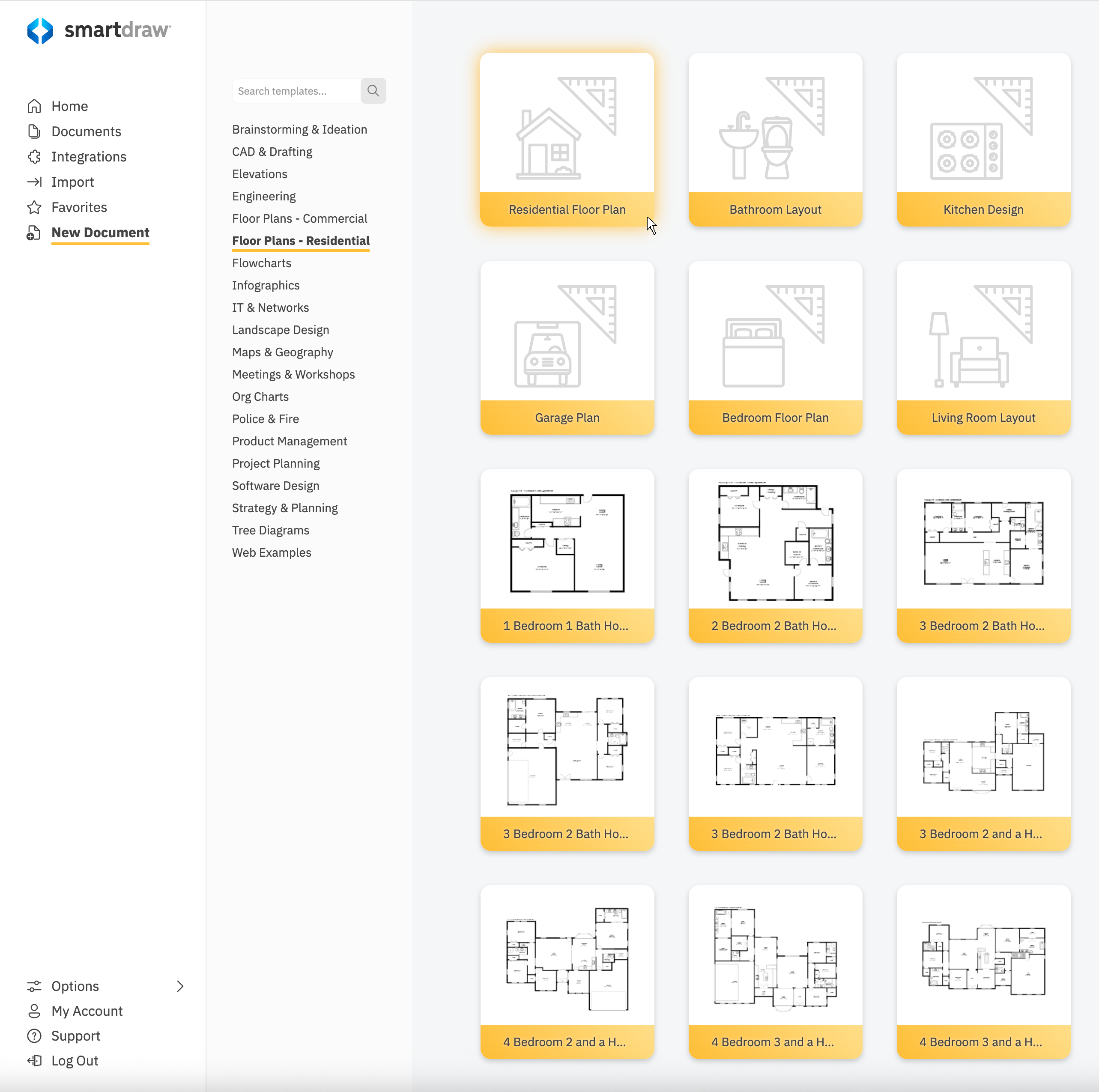 Residential floor plan templates