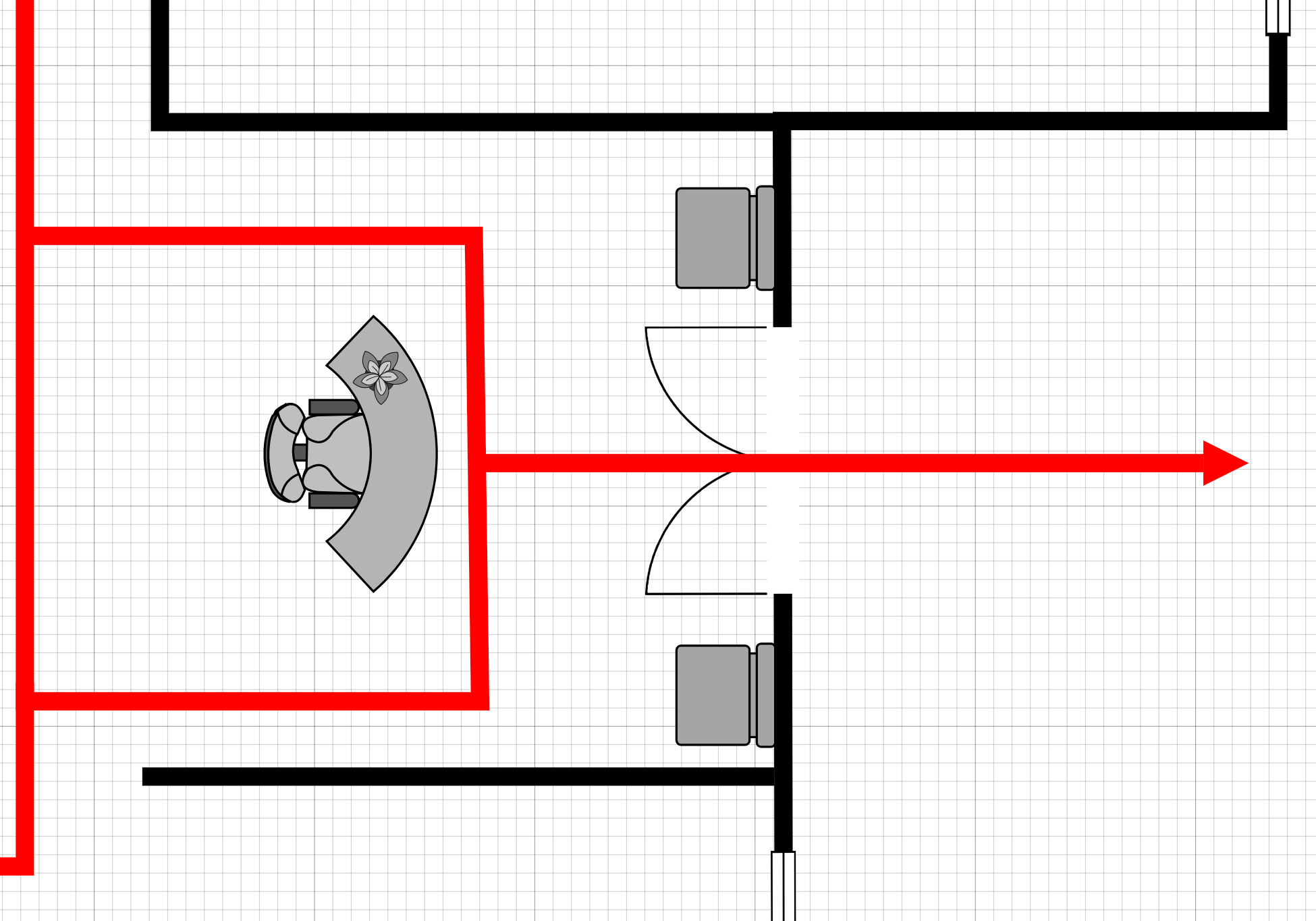 Evacuation plan with furniture