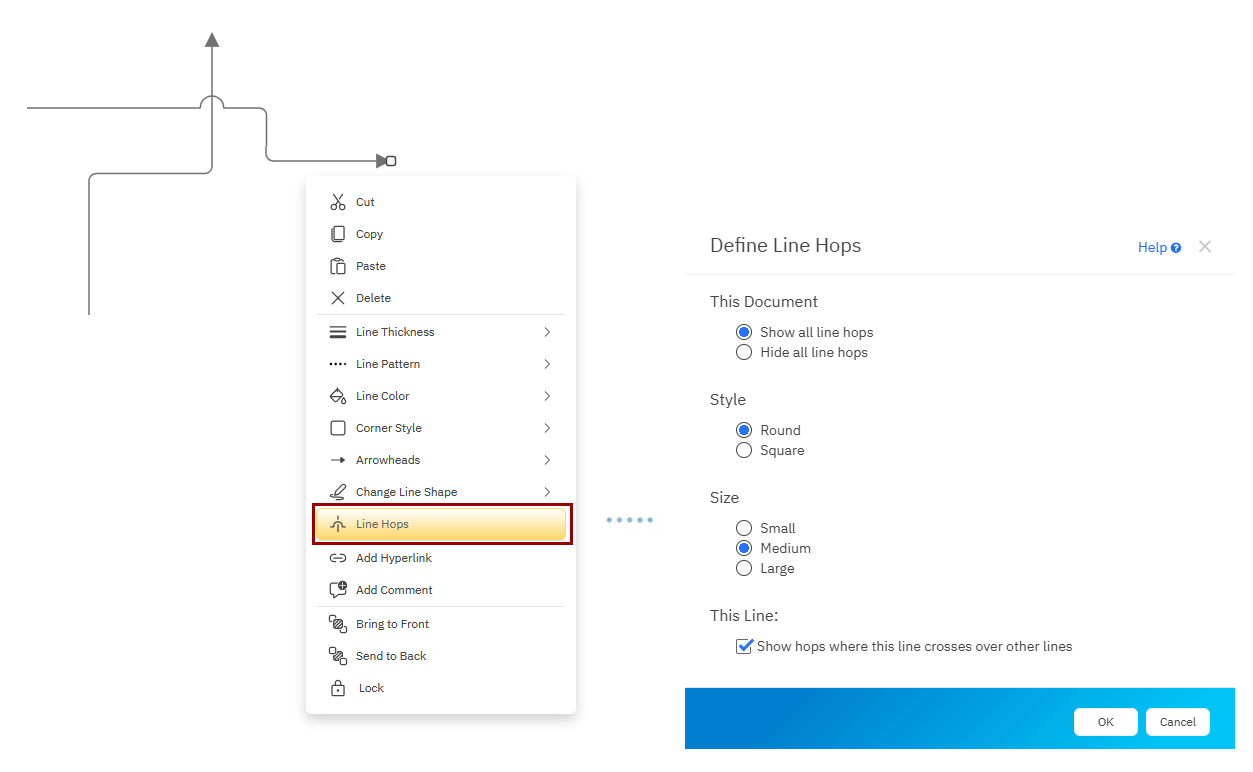 Right-click line option for line hops